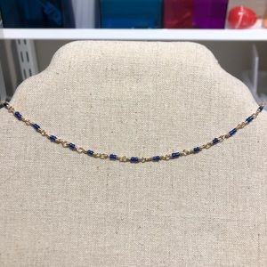 blue and gold choker necklace